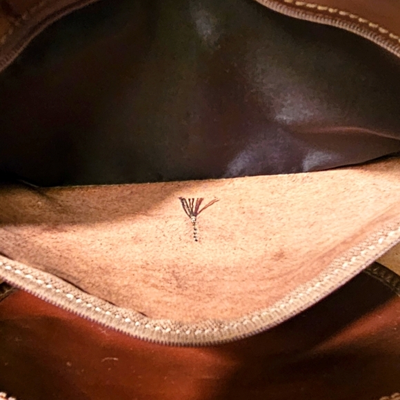 Brahmin Dark Brown Pattern Leather & Beige Woven Fabric Shoulder/ Crossbody Bag - Picture 10 of 10